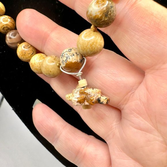 16" Stone Beaded Picture Jasper Necklace and Matching Earrings - Picture 3 of 13